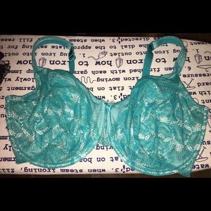 Turquoise Blue Lace Full Coverage Bra